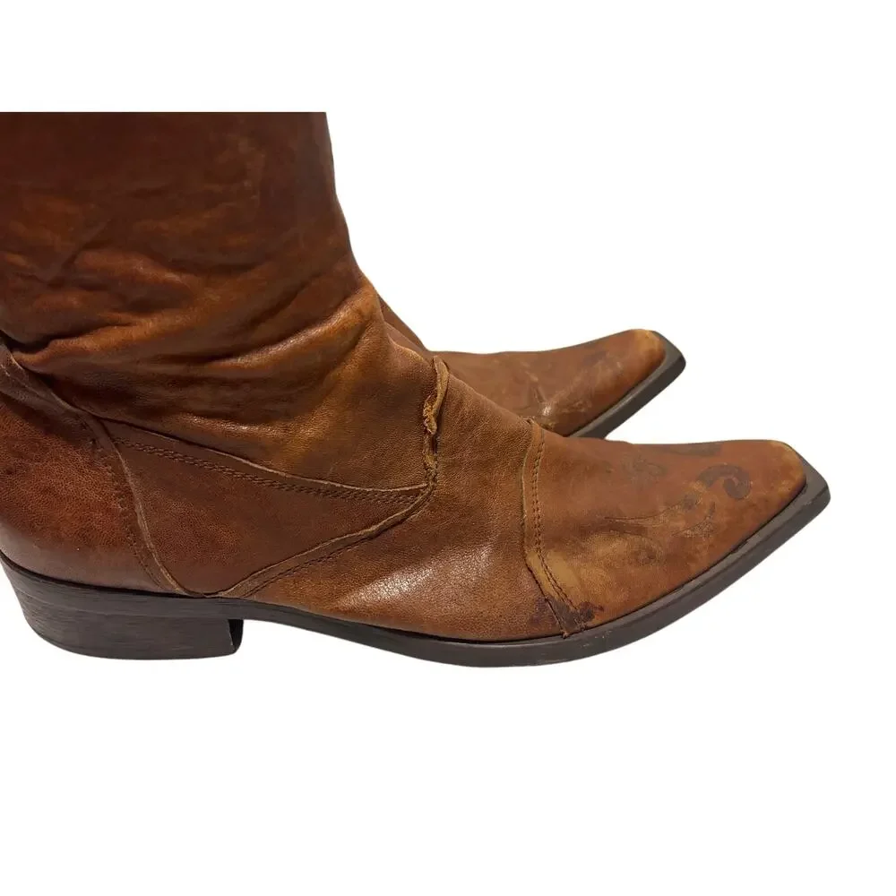 Z Club Western Boho Faux Leather Half Boots, Brown Mens 8